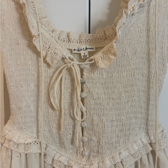 For Love And Lemons Dresses & Skirts - For Love & Lemons Cream Smocked Maxi Dress with Lace Trim